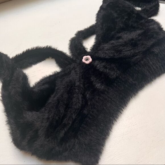 NEW FOR LOVE & LEMONS Devon Sleeveless Fuzzy Top Black Large - Picture 7 of 9